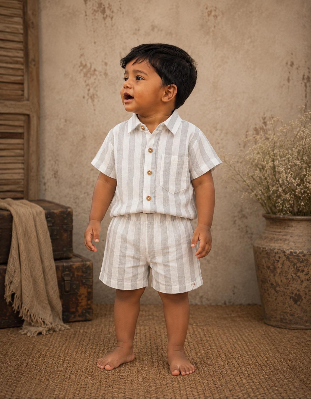 Classic Stripe Muslin Outfit for Boys