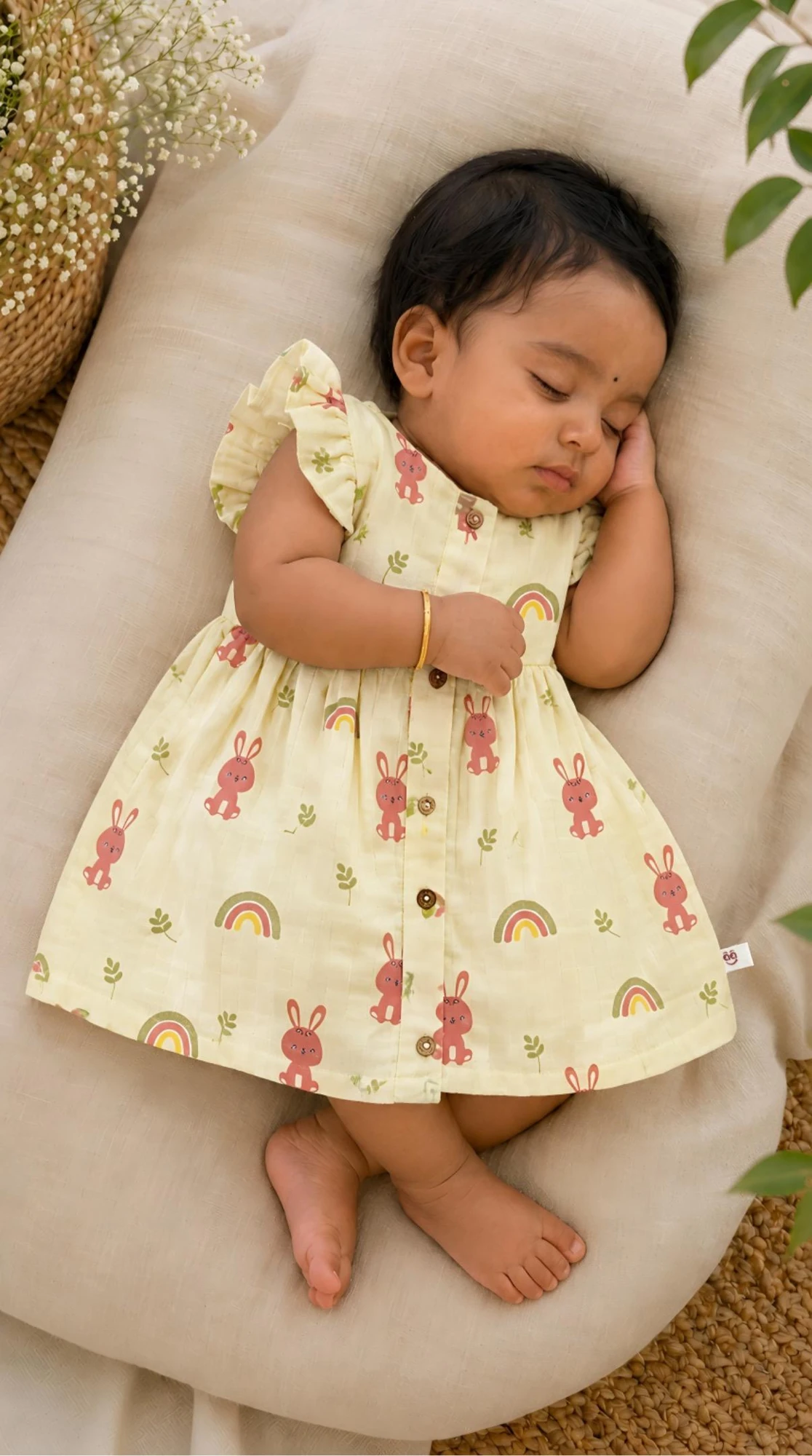 Bunny Rainbow Muslin Baby Frock