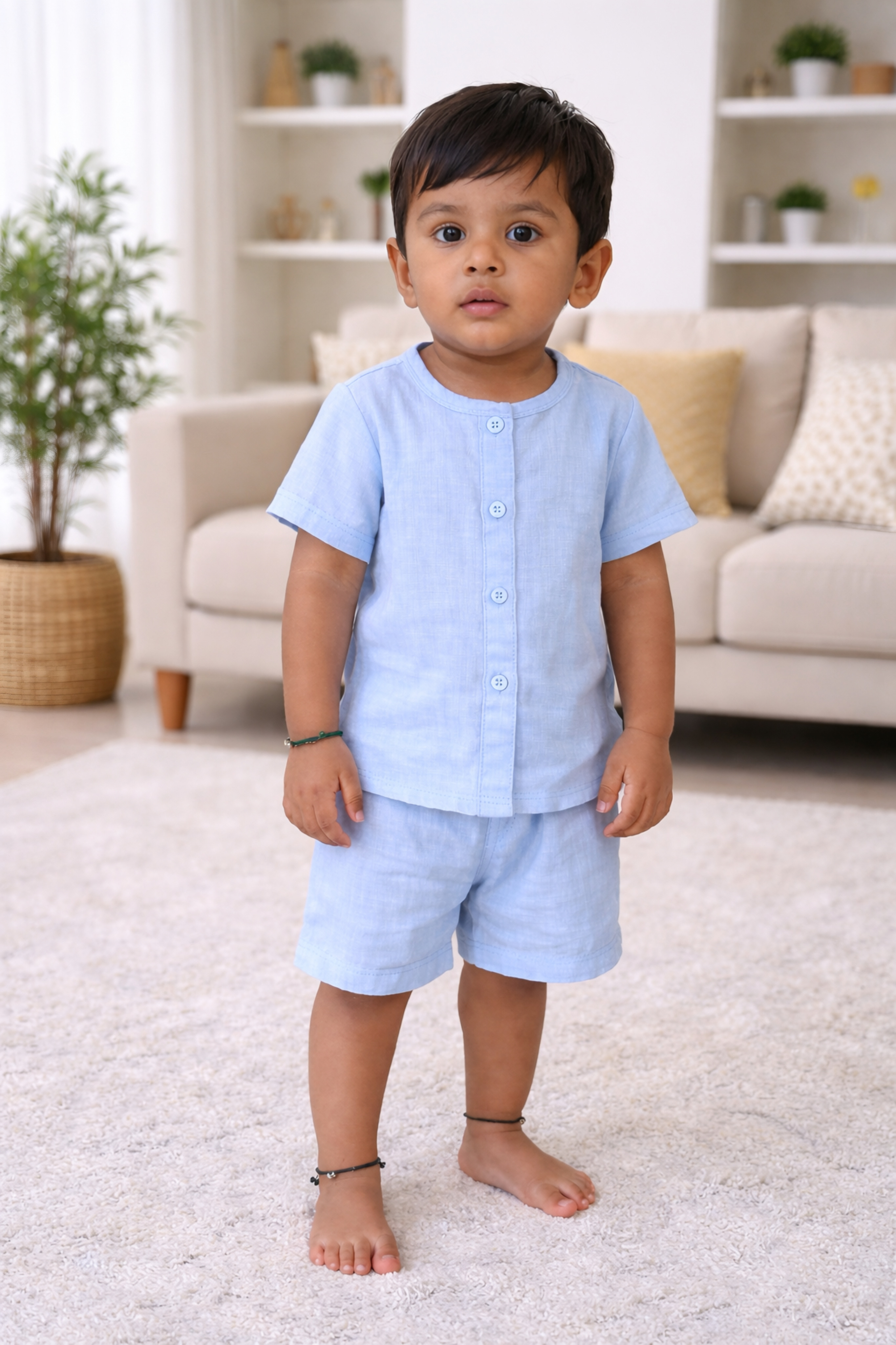 Sky Blue Plain Premium Muslin Co-ord Set