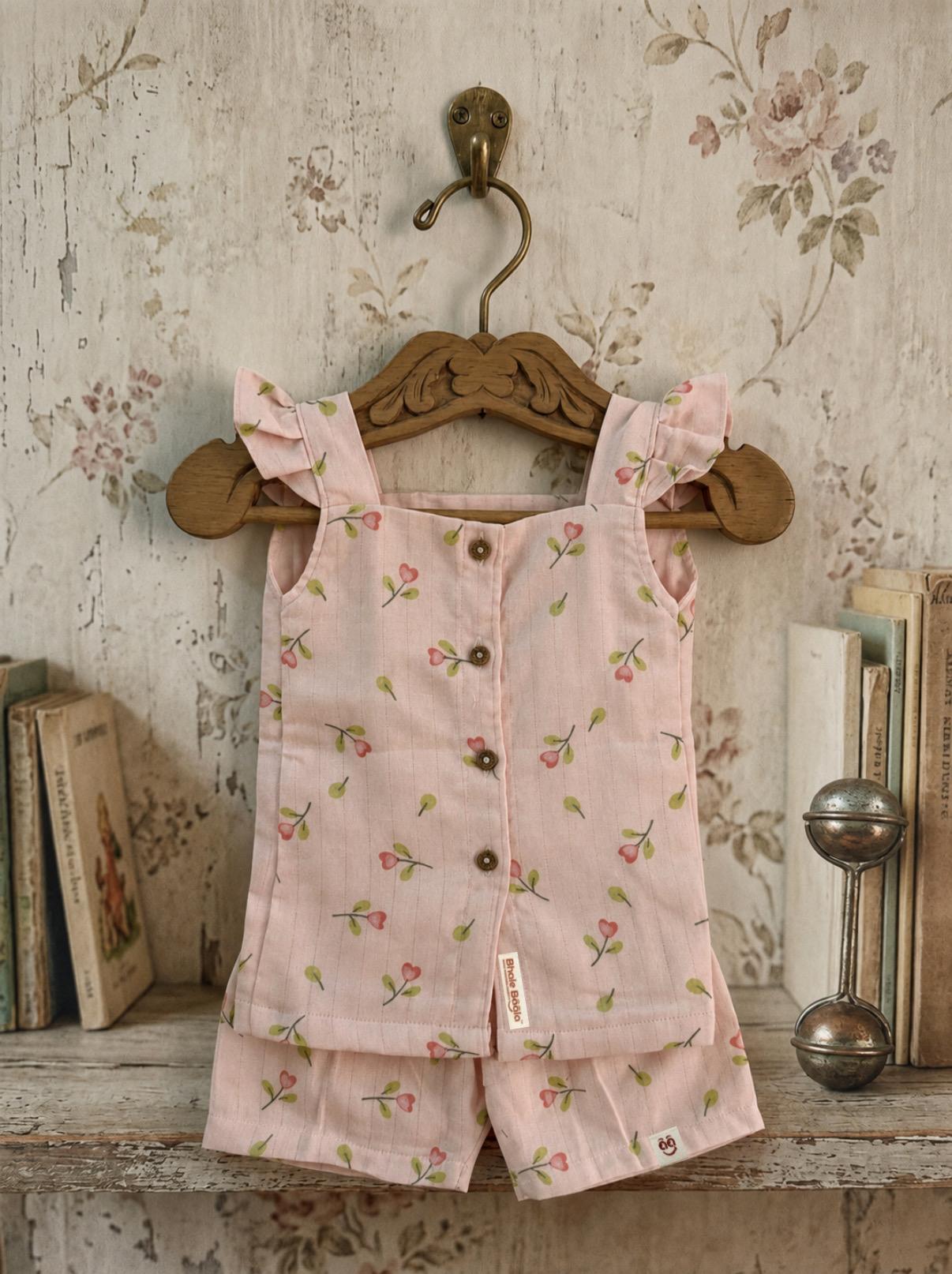 Pure Muslin Floral Co-ord Set for Kids ( Double Layered )