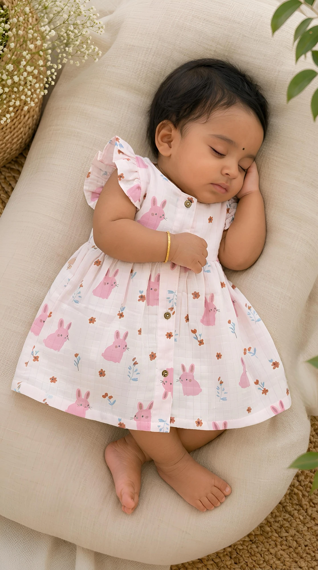 Pink Muslin Frock for Baby Girls