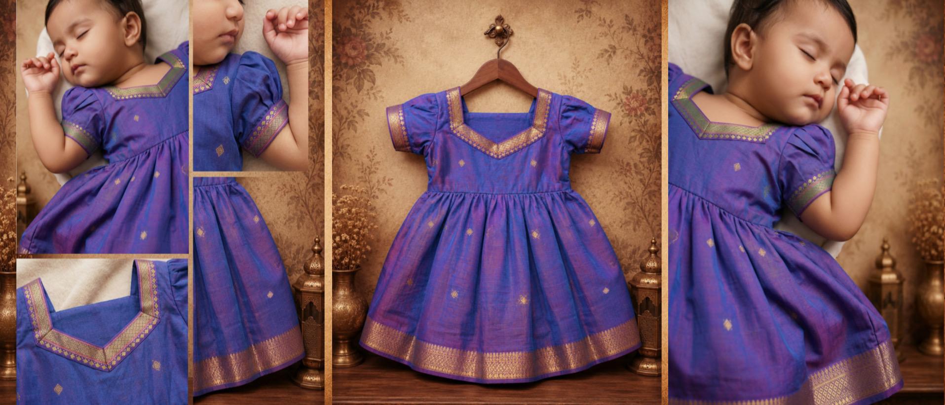 Classic Zari Border Baby Frock for Girls