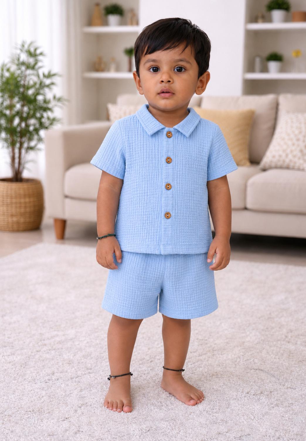 Crinkled Muslin Co-ord Set for Baby Boys